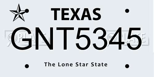 GNT5345 Texas License Plate
