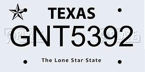 GNT5392 Texas License Plate
