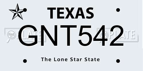 GNT542 Texas License Plate