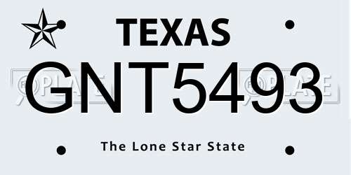 GNT5493 Texas License Plate