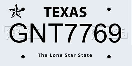GNT7769 Texas License Plate