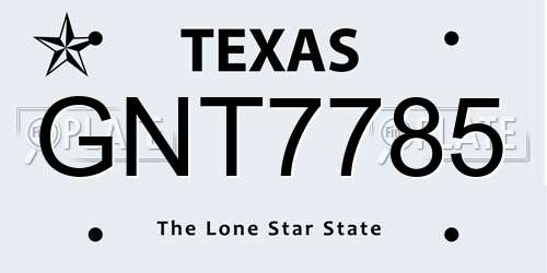 GNT7785 Texas License Plate