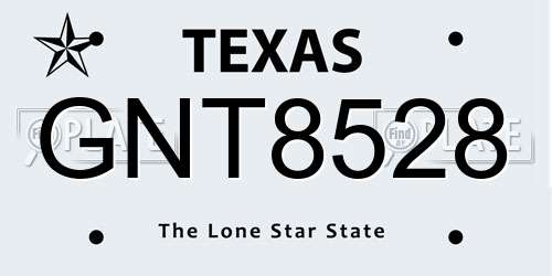 GNT8528 Texas License Plate
