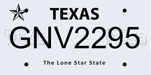 GNV2295 Texas License Plate