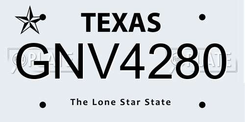 GNV4280 Texas License Plate