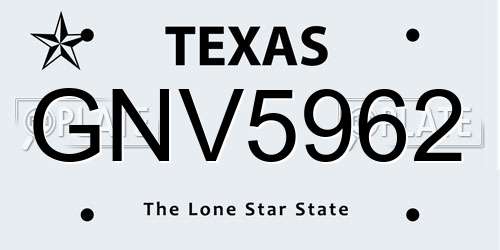 GNV5962 Texas License Plate
