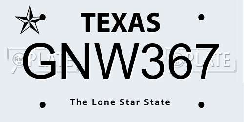 GNW367 Texas License Plate