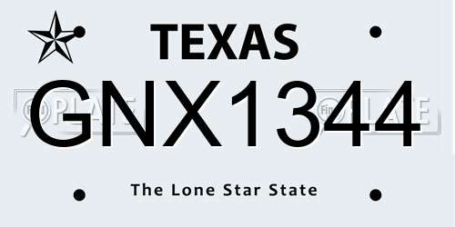 GNX1344 Texas License Plate