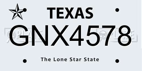 GNX4578 Texas License Plate