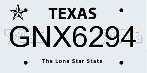 GNX6294 Texas License Plate