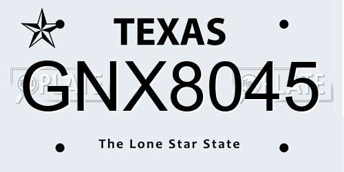 GNX8045 Texas License Plate