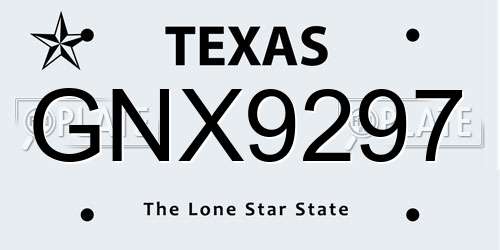GNX9297 Texas License Plate
