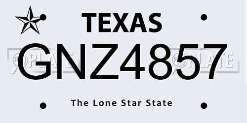 GNZ4857 Texas License Plate