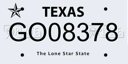 GO08378 Texas License Plate