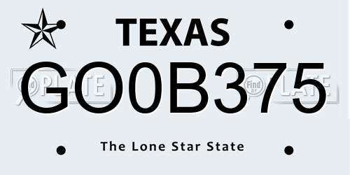 GO0B375 Texas License Plate