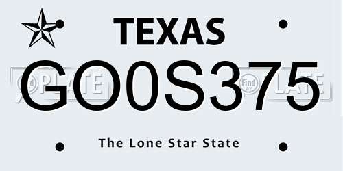 GO0S375 Texas License Plate