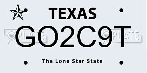 GO2C9T Texas License Plate