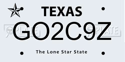 GO2C9Z Texas License Plate