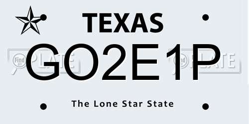 GO2E1P Texas License Plate