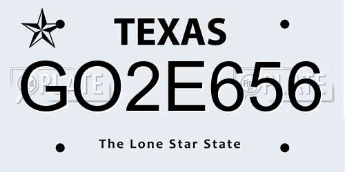 GO2E656 Texas License Plate