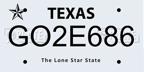 GO2E686 Texas License Plate