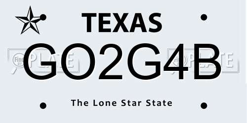 GO2G4B Texas License Plate