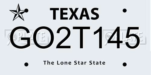 GO2T145 Texas License Plate