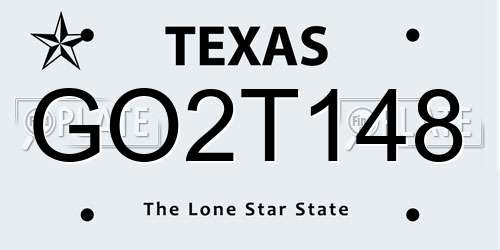 GO2T148 Texas License Plate