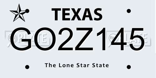 GO2Z145 Texas License Plate