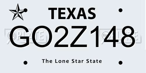 GO2Z148 Texas License Plate