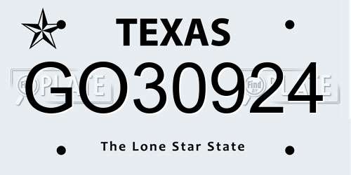 GO30924 Texas License Plate