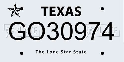 GO30974 Texas License Plate