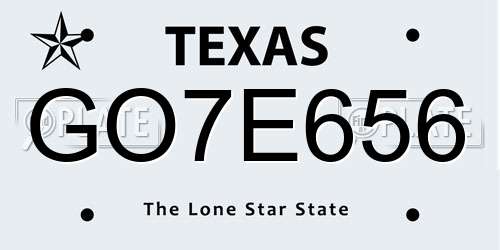 GO7E656 Texas License Plate