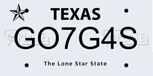 GO7G4S Texas License Plate