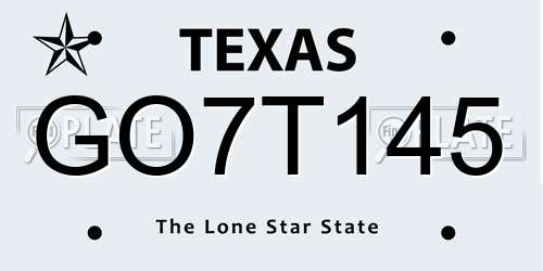 GO7T145 Texas License Plate