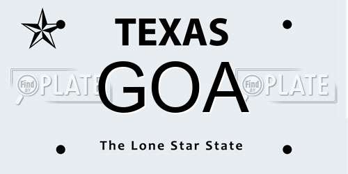 GOA Texas License Plate