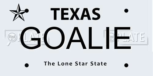GOALIE Texas License Plate