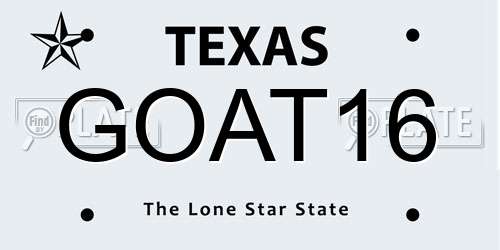 GOAT16 Texas License Plate