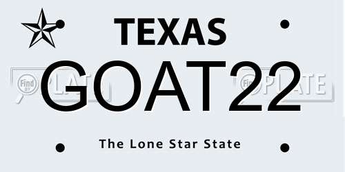GOAT22 Texas License Plate