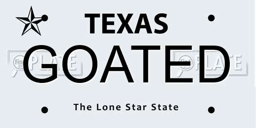 GOATED Texas License Plate