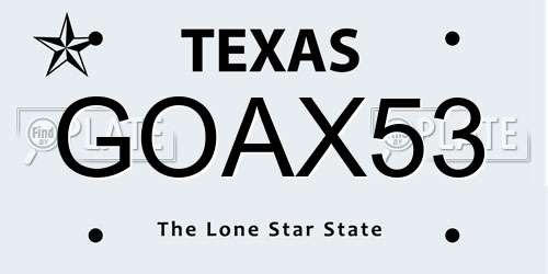 GOAX53 Texas License Plate