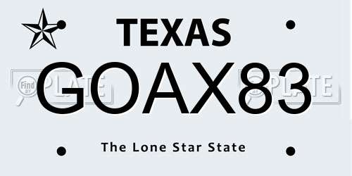 GOAX83 Texas License Plate