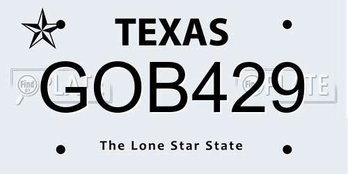 GOB429 Texas License Plate