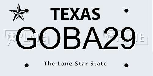 GOBA29 Texas License Plate