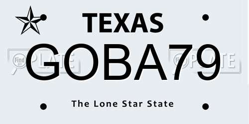 GOBA79 Texas License Plate