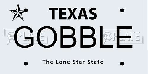 GOBBLE Texas License Plate