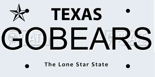 GOBEARS Texas License Plate