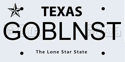 GOBLNST Texas License Plate
