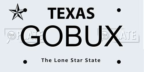 GOBUX Texas License Plate