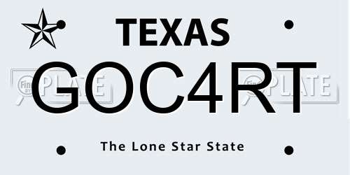 GOC4RT Texas License Plate